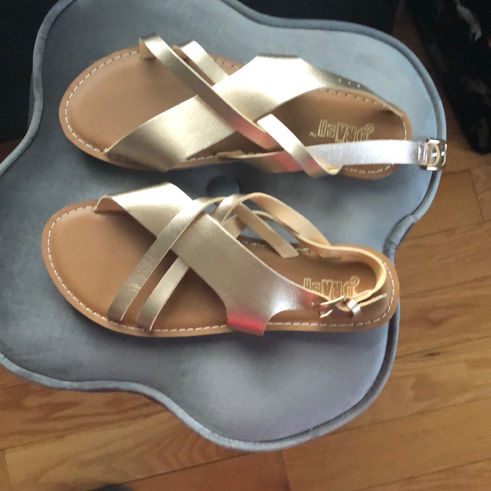 Rose gold flat sandals